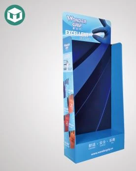 Blue glove hook cardboard display Blue glove hook cardboard display