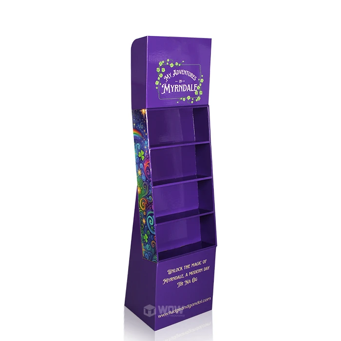4-Tier Cardboard Floor Display Shelf For Snack