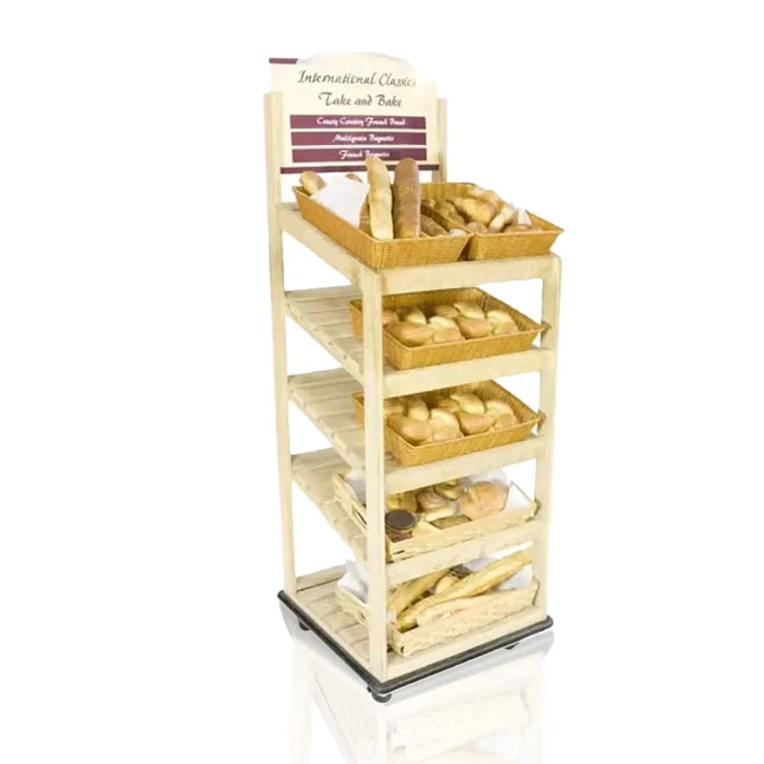 Wooden Bread Display Stand for Retail Floor Display