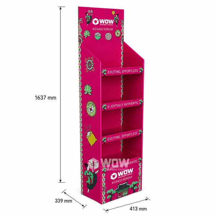 Four Tier Cardboard Floor Stand For Snacks suppliers