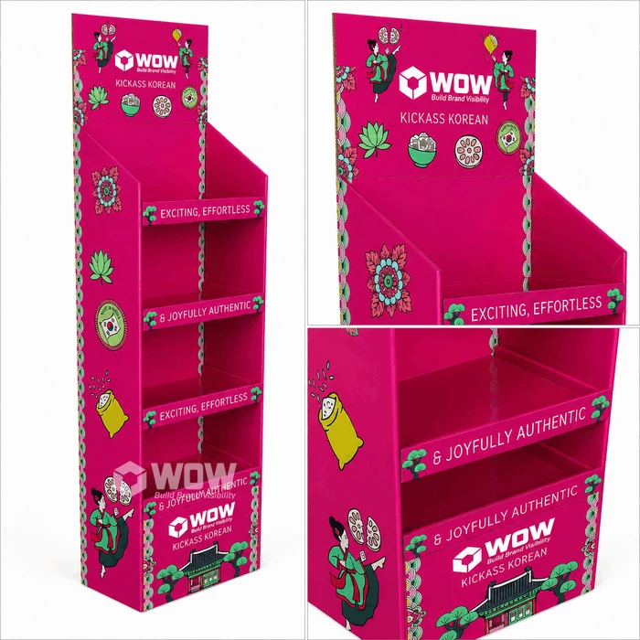 Four Tier Cardboard Floor Stand For Snacks factory