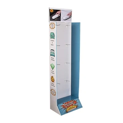 Corrugated Cardboard Floor Display Stand With Hooks For Product Promotion