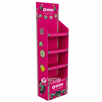 Four Tier Cardboard Floor Stand For Snacks