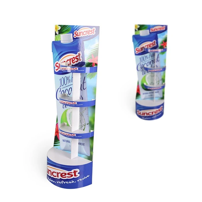Standing Cardboard Display For Coconut Bottle Rack
