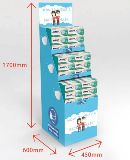 Cardboard Pharmacy Disposable Face-Mask Custom Printing Logo Easy Tier Displa...