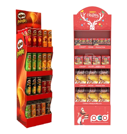 Supermarket Cardboard Chips With Stand For Snack Display Custom Display Stand...