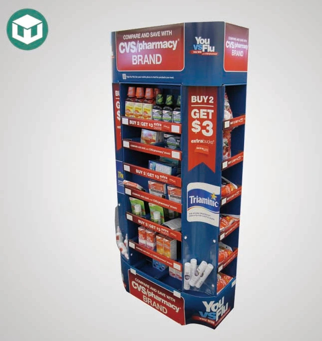 Supermarket Fold Able POP Carton Stand Custom Retail Portable POS Cardboard