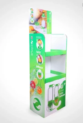 Free Standing Cardboard Corrugated Display Rack For Water Bottles