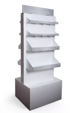 Double Sides Free Standing Cardboard Shelf Display Rack For Gifts