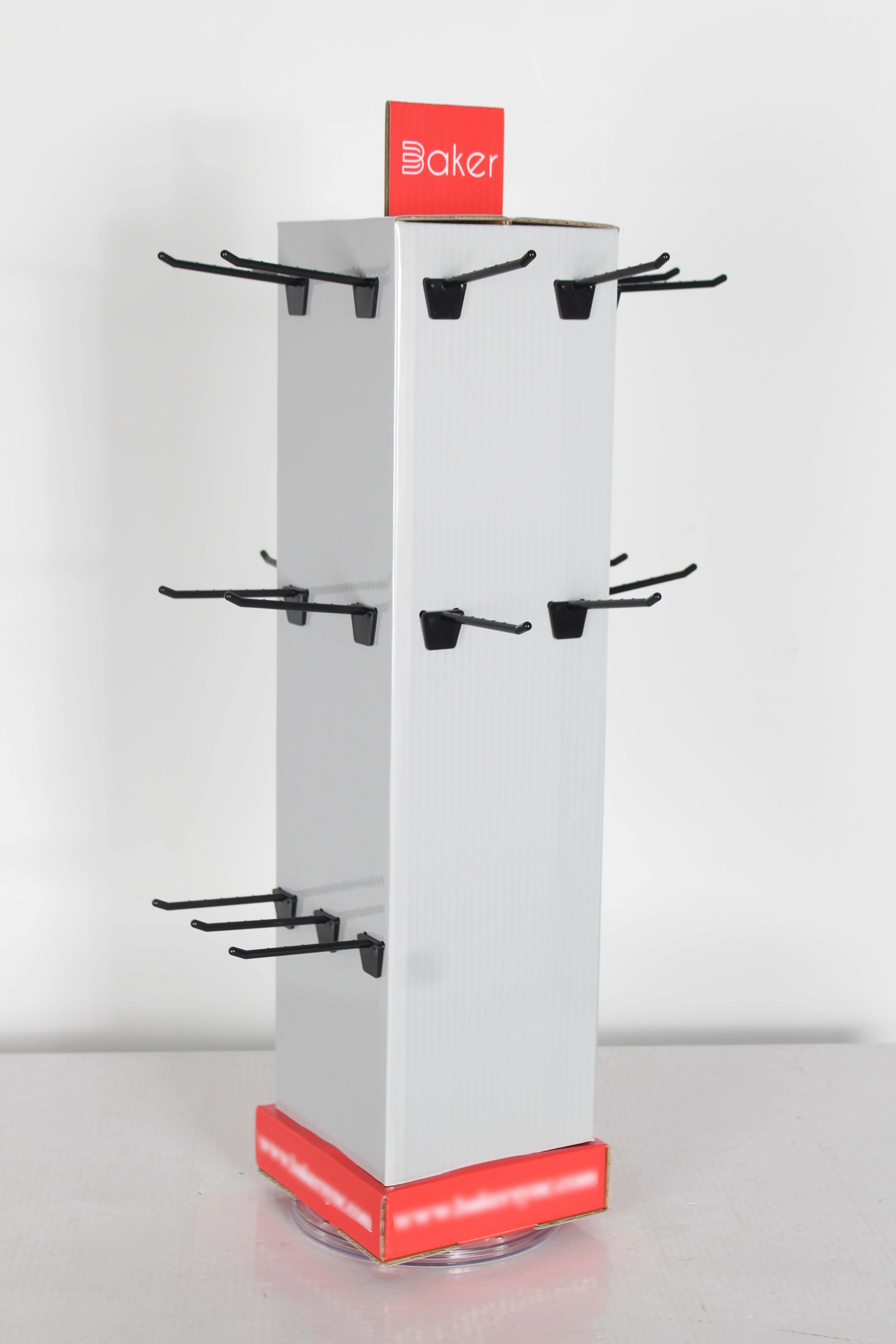 Tabletop Rotating Cardboard Hook Display Stand For Phone Grips