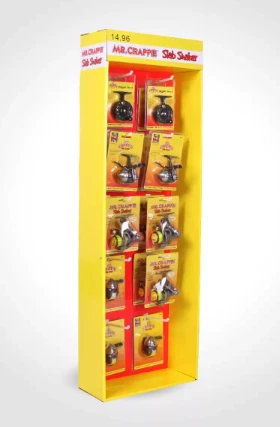 Advertising Cardboard Sidekick Display Stand With Hooks For Fishing Tool