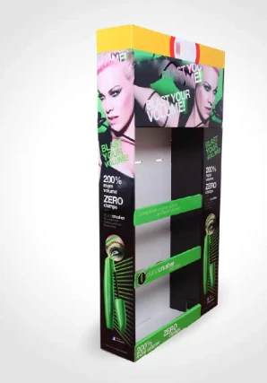 3 Tier Cardboard Beauty Makeup Power Wing WOW Display Stand For Cosmetics