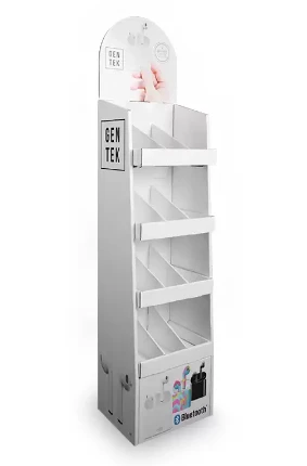 4 Tier Air Pods Earphone Cardboard Floor Display Rack