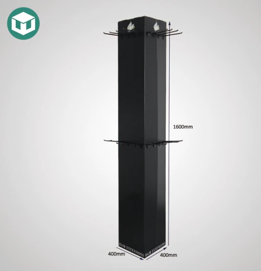 Cardboard Floor Display Stand Four Sided Floor Display With Hooks.