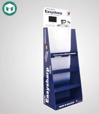 Blue And White Floor LCD Equipment Cardboard Display