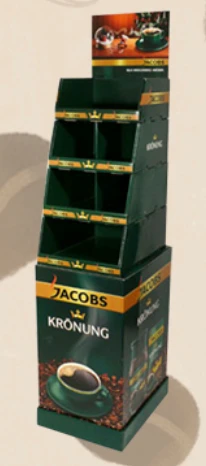 Retail Store Promotion Cardboard Floor Display Stand For Coffee